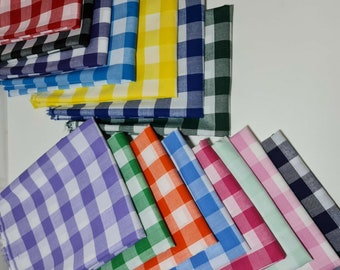 Polycotton Fabric Gingham 1" Check Dress Craft Uniform Checked Quilting Material 44"