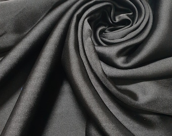 Black Glossy Charmeuse Satin Fabric Silk-Feel Polyester Bridal Dress Material 58" Soft Flowing Satin Weave Gowns, Lining Crafts