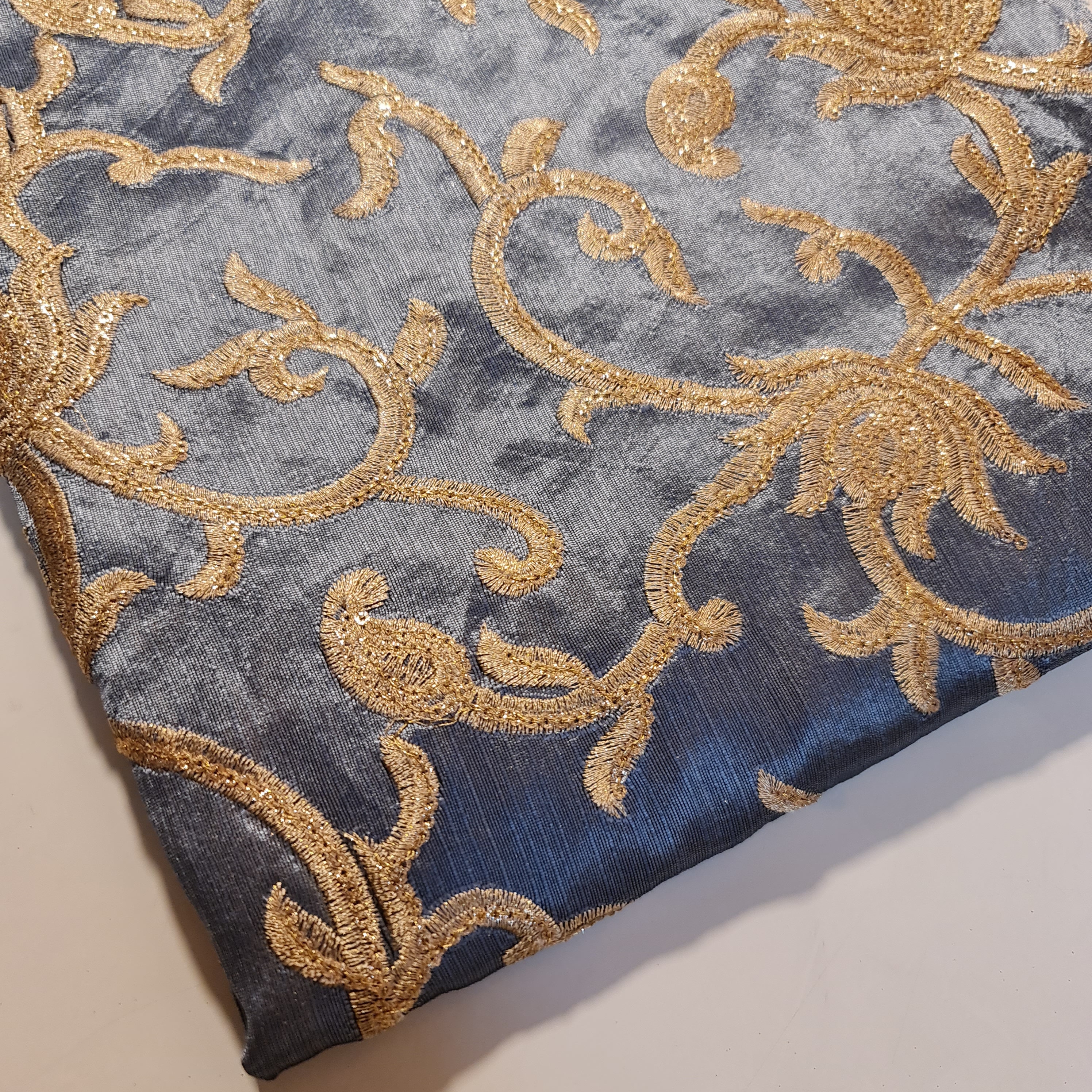 Luxury Faux Raw Silk Gold Embroidery Fabric Fancy Dress Fabric Home Decor  44 -  New Zealand
