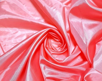 Coral Plain Coloured Habotai Silk Lining Fabric – 100% Polyester, 150cm Wide – Soft Lightweight Dress Lining Material by the Metre
