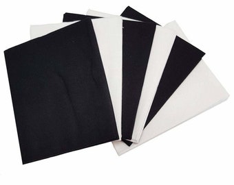 100%Egyptian Cotton Black and White solid plain fat quarters Quilting and craft