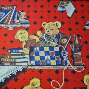 Red Scuba Paddington Bear Teddy Material Child Reading Book Stretch Dress Craft Fabric 58" By Meter