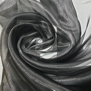 Czarna przezroczysta tkanina organza woal sprzedawana na metry materiał na zasłony ślubne 150 cm