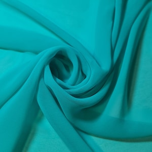 SEA GREEN Schlichter Chiffon-Stoff, weich fallend, durchscheinendes Material in Farben, Meterware für Kleider, Handwerksdekor 44 "breiter