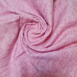 Melange Linen Look Khadi Soft Plain Dress Craft Curtains Fabric Material 112cm (Candy Pink)