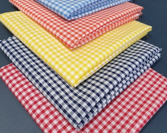 Polycotton Gingham Check Fat Quarter Fabric Bundle of 6 50x50cm 6 Colours