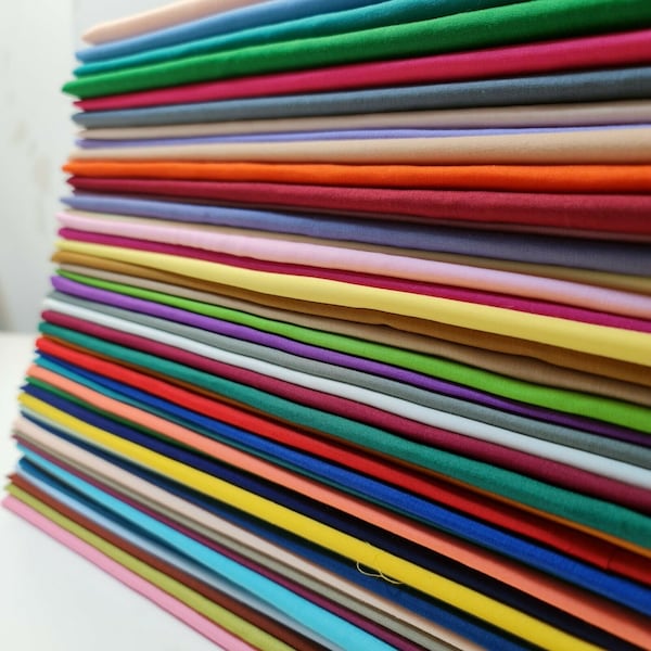 CLEARANCE* Plain / Solid Dyed Polycotton Dress Craft Fabric Material 45" - 112 cm Wide Sold In Various Lengths Over 50 Colours In Stock