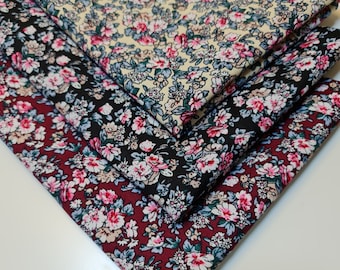 Floral Cotton Poplin Fabric | 100% Cotton Dress, Quilting & Craft Material | 58" Wide Printed Fabric by the Meter | Soft Lightweight Fabric