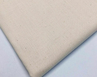 100% Cotton Calico Canvas Fabric – Linen Look Craft & Patchwork Material –NATURAL– 58" Wide by the Meter
