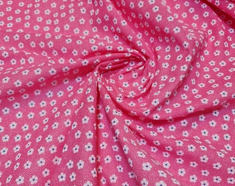 Pink Ditsy Flower Vintage Floral Polycotton Fabric Dress Craft Quilting Material 45" By The Meter