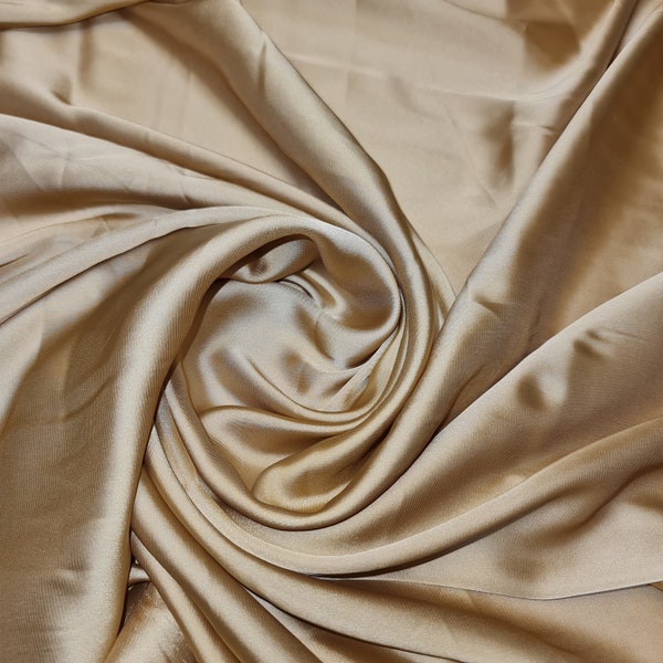 Clearance* Lightweight Polyester Silk Charmeuse Satin Dressmaking Bridal Prom Décor - Craft Fabric Material 58" - 150 cm Wide (Gold - 6)