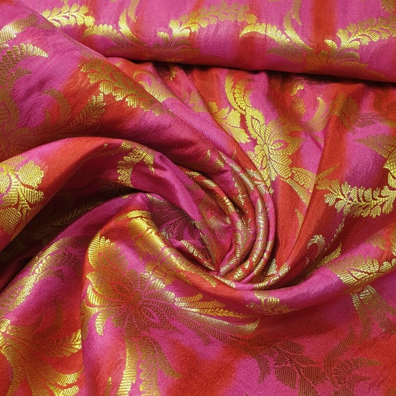Federa Cuscino Decorativa In Seta Indiana Tessuta A Mano, 40x40 Cm, Motivo Floreale, Colore Vinaccia, Con Cerniera