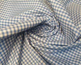 Sky Gingham Polycotton Fabric 1/8" Check Sewing Dressmaking Curtains 112cm 44" wide