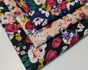 Floral Cotton Poplin Fabric | 100% Cotton Dress, Quilting & Craft Material | 58" Wide Printed Fabric by the Meter | Soft Lightweight Fabric