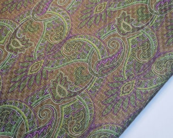 Olive Paisley Print Jersey Fabric ITY Waffle Crepe Stretch Dress Material 58" By The Meter