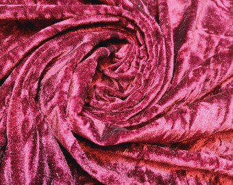 Burgundy Crushed Velvet Fabric Material Stretch Velour 150cm wide sold by the metre - Velvet for Upholstery, Curtains, Tablecloth, Costumes