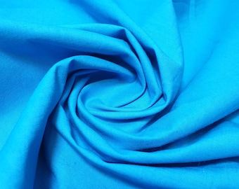 Turquoise 100% Cotton Egyptian Cambric Poplin Fabric Plain Soft Craft Dress Material 44" Lightweight Cotton Sewing, Quilting, Clothing Meter