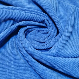 Blue Italian 100% Cotton Corduroy Woven Velvet Fabric – Upholstery & Dressmaking Material – 58&quot; Wide by the Meter