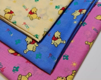 Winnie The Pooh Bear Poly Cotton Fabric Dress Craft Quilting Patchwork Material 6Pcs 50x50cm Fat Quarters