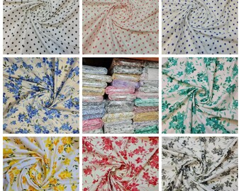 100% Baumwolle Baby Stoff Ivory Blümchen Vintage Ditsy Kleid Handwerk Meter 44