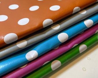 Polka Dot Oilcloth PVC Wipe Clean Material Tablecloth Table Cover Fabric Meter