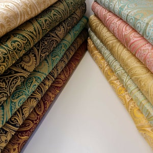 Sier paisley goud metallic print Indiase banarasi brokaat stof per meter afbeelding 1
