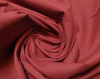 Maroon 100% Cotton Egyptian Cambric Poplin Fabric Plain Soft Craft Dress Material 44" Lightweight Cotton Sewing, Quilting, Clothing Meter