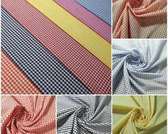 1/8" Gingham Check Polycotton Fabric – Checked Material for Dressmaking, Craft & Uniforms – 112cm Wide by the Meter