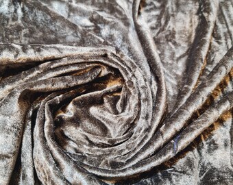 Tessuto in velluto schiacciato color oliva scuro, elasticizzato, largo 150 cm, venduto al metro, per tappezzeria, tende, tovaglie, costumi.