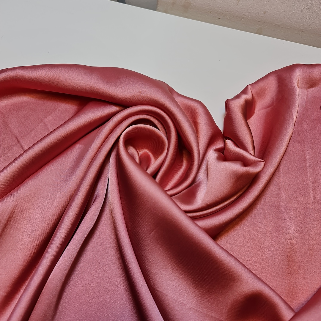 Flowing Polyester Dusty Pink Glossy Charmeuse Satin Fabric Silk-feel Polyester Bridal ...