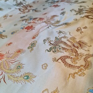 Oriental Chinese Embroidery Brocade Poly Silk Satin Oriental - Etsy