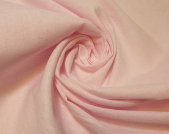 Baby Pink 100% Cotton Voile Rubia Cambric Mercerised Plain Craft Dress Lining Fabric 44"