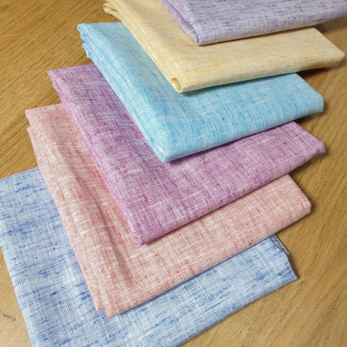 Melange Linen Fat Quarter Fabric Bundle of 6 50x50cm Plain Etsy UK