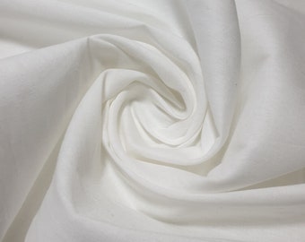 White 100% Cotton Voile Rubia Cambric Mercerised Plain Craft Dress Lining Fabric 44"