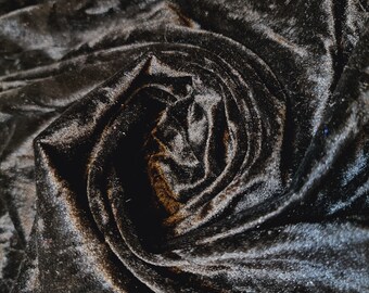 Black Crushed Velvet Fabric Material Stretch Velour 150cm wide sold by the metre - Velvet for Upholstery, Curtains, Tablecloth, Costumes