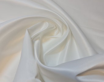 White Matte Duchess Bridal Satin Fabric for Dressmaking Wedding Quilting Sewing - 150cm Wide