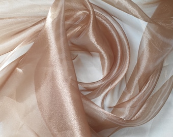 Bronze Sheer Organza Fabric Voile Drape Curtain Wedding Fabric Transparent 100% Polyester Dress Craft Fabric Material 58" - 150cm Wide