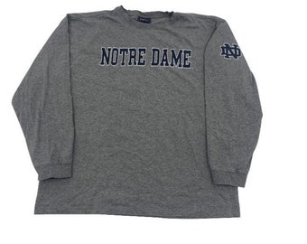 Long Sleeve Vintage Notre Dame T-shirt Size L