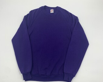 Vintage 90s Jerzees Blank Purple Sweater Talla M Made in USA