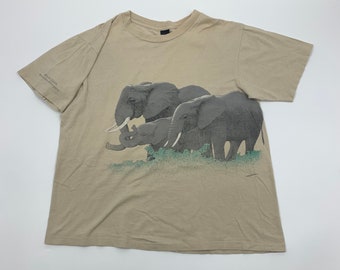 Camiseta de elefante de Whole Earth Provision Company de los años 80
