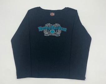 Women's Long Sleeve Bedazzled Harley Davidson T-shirt Size XL