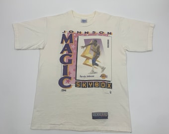 Vintage Magic Johnson Lakers Skybox T-shirt Size M