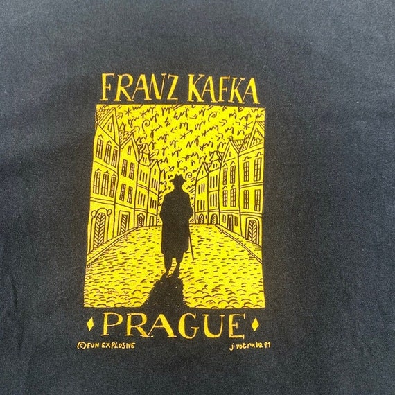 90s Franz Kafka Prague Art T-shirt Size M - image 3