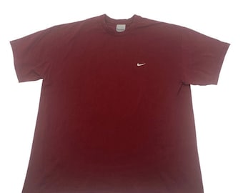 Vintage Maroon Nike Embroidered Silver Tag T-Shirt Size 2XL