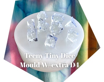 Tiny 7PCS dice mould + Extra D4 (Various D4 Shapes available)