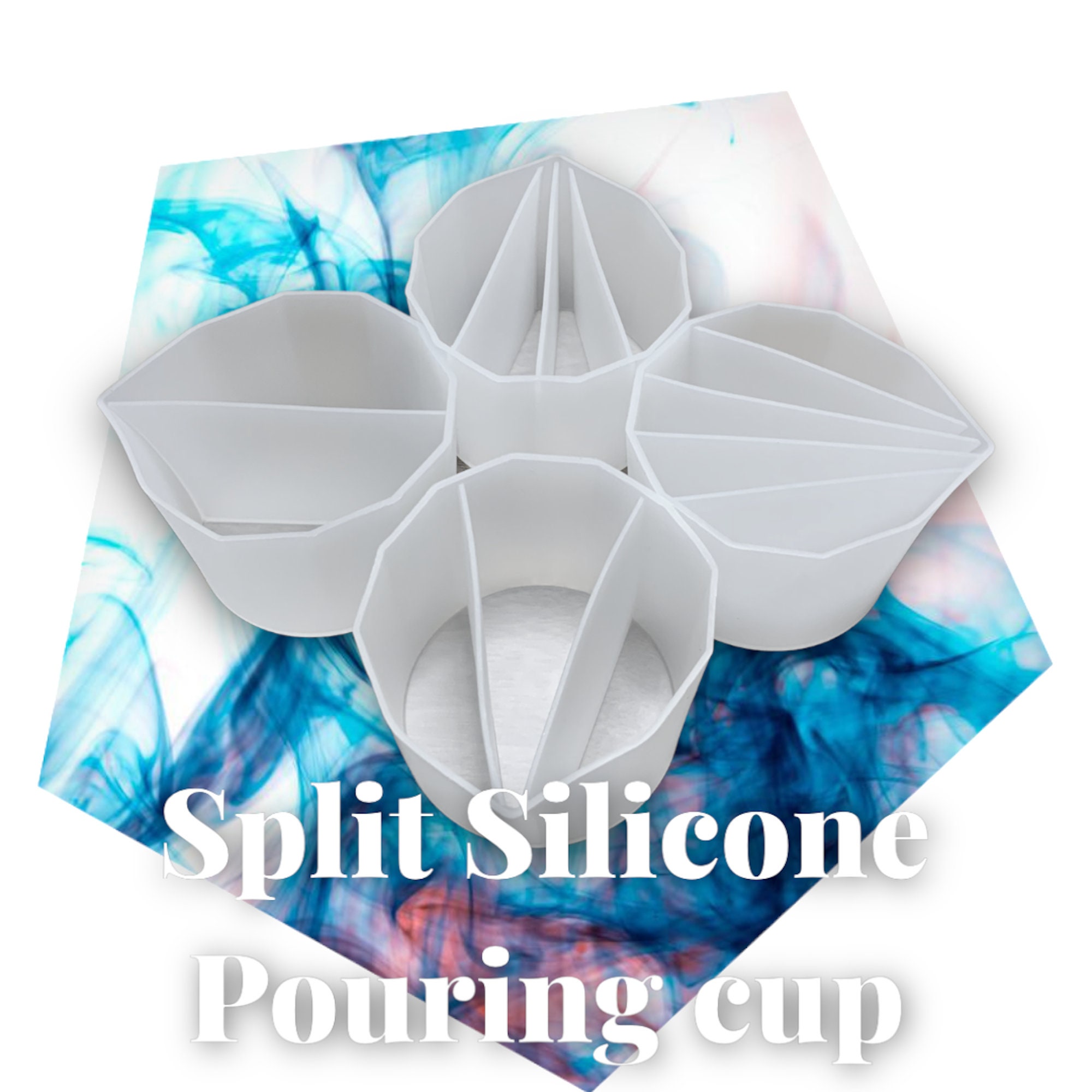 SOUBUITDI split cups for paint pouring, silicone pouring paint pour split  cups with 4 chambers dividers, pour painting supplies paintin