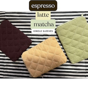 Espresso Matcha Latte Kindle Sleeve, Kindle Cover, Kindle Case,Bookish Gifts, Book Protector Padded Kindle Zipper Pouch Book Accessories