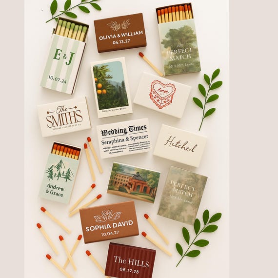 Custom Matchboxes Wedding Match Favors Match Boxes Candle Matches Party Matches Bulk wedding favors Wedding souvenirs House Decor Vintage