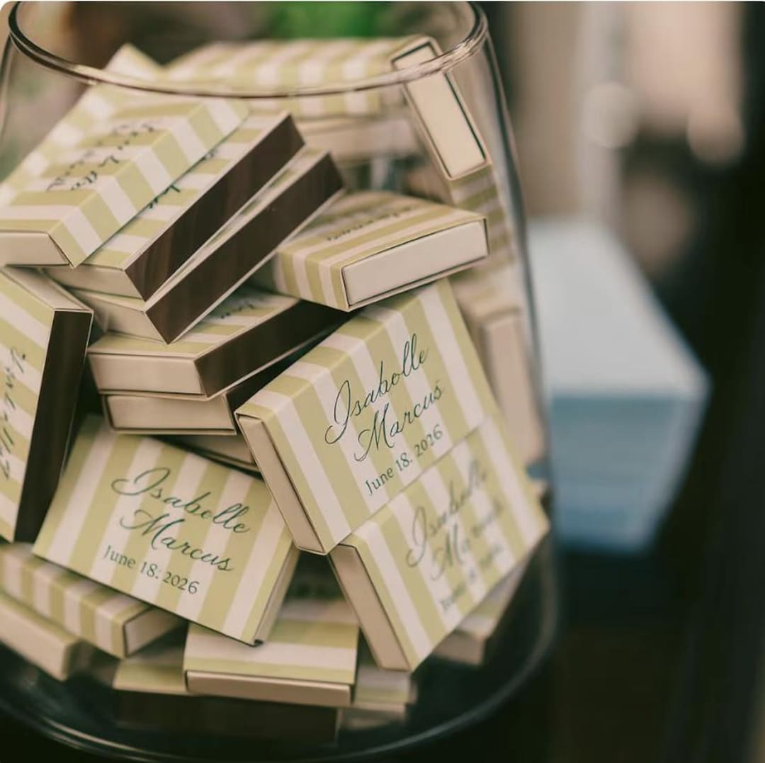 Custom Matchboxes Wedding Match Favors Match Boxes Candle Matches Party Matches Bulk wedding favors Wedding souvenirs House Decor Striped - 120 Boxes Priority