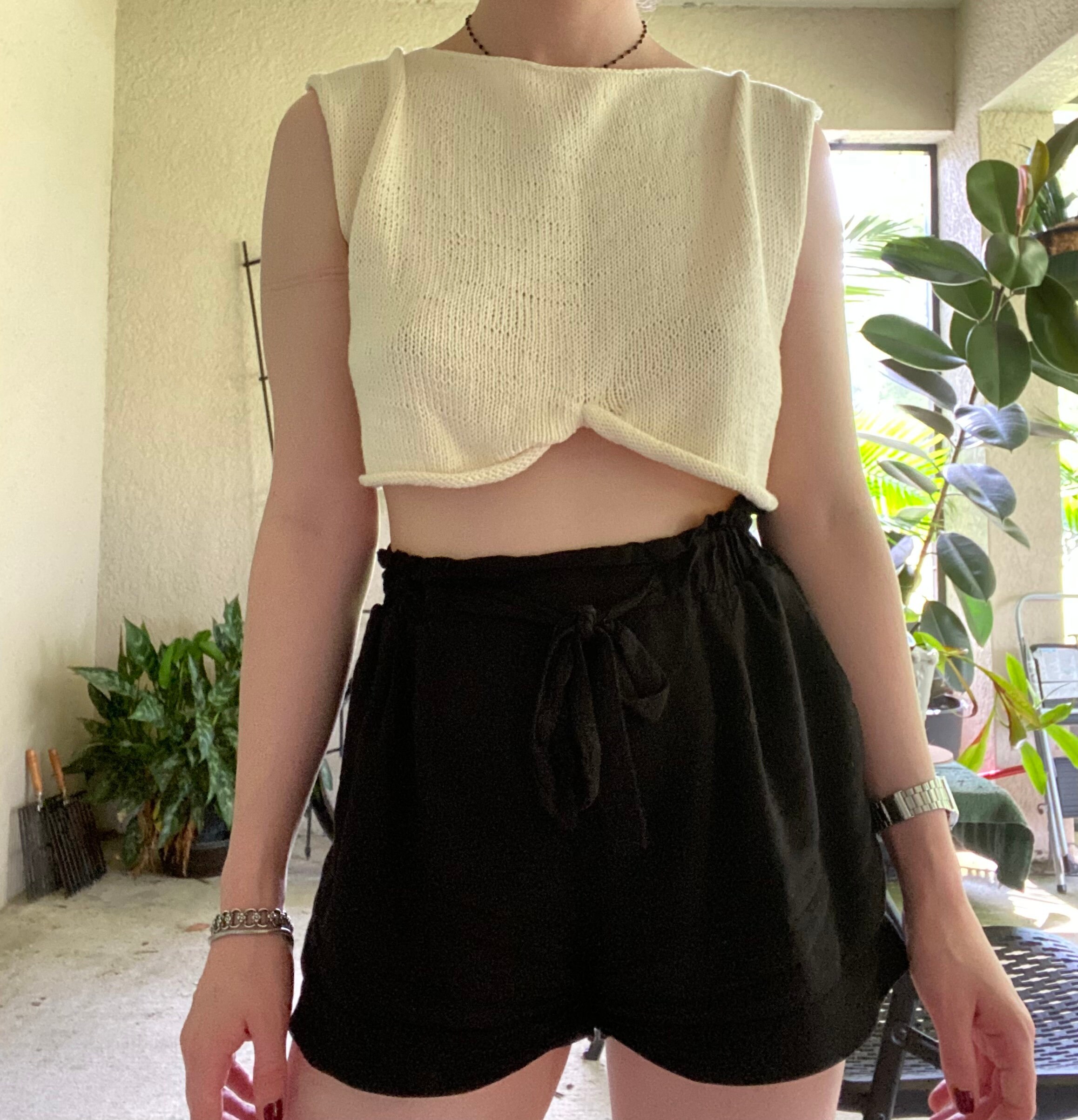 Basic Cream Knit Top Etsy